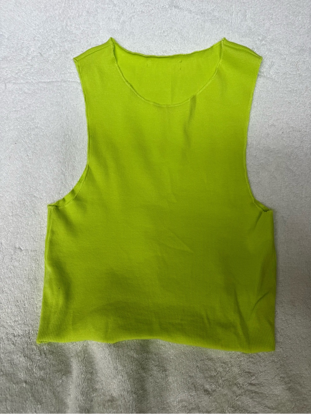 ZARA Neon Lime Green Ribbed Sleeveless Crop Tank Top – Estimated XS